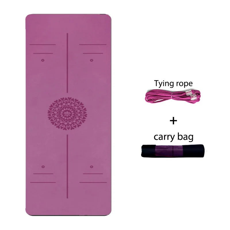 tapis mauve attache et sac de transport