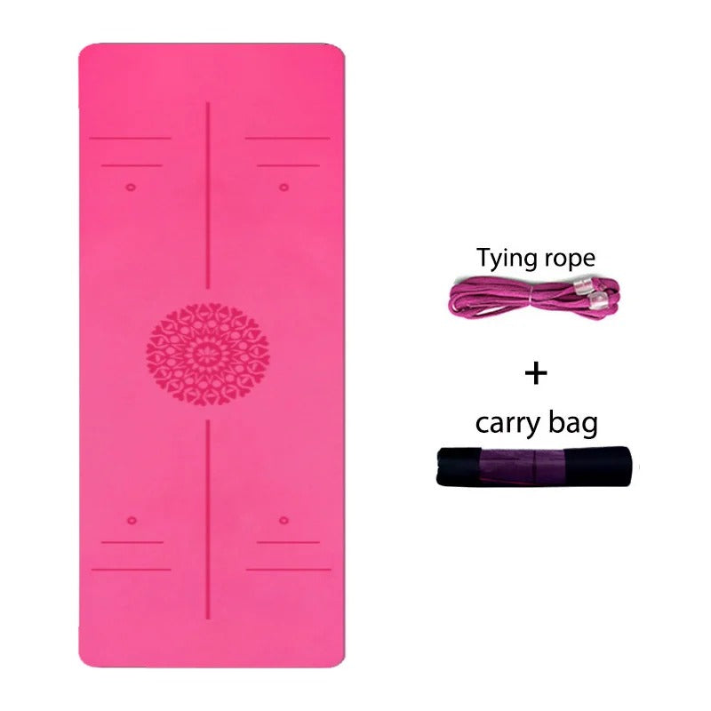 tapis rose avec attache et sac de transport