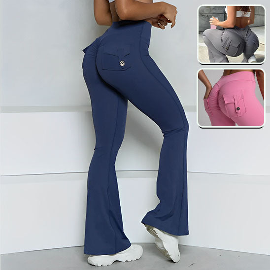 trois femme dos a nous montre trois couleur differant de bleu gris et rose