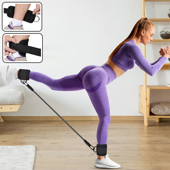 femme montre comment attache a la cheville 